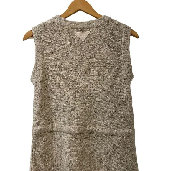 PRADA Boucle Drawstring Mini Dress NWT Small Oatmeal Brown Authentic New - Picture 12 of 16